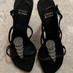 Stuart Weitzman Black Embellished Heels